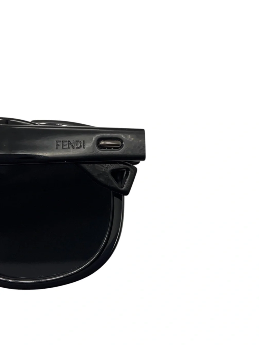 FENDI BLACK RECTANGLE ACETATE SUNGLASSES